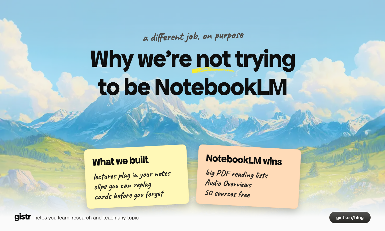 Why we're not trying to be NotebookLM
